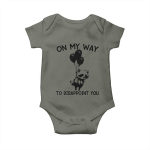 Funny Raccoon 90s Trash Panda Baby Onesie On My Way To Disappoint You Mental Health Meme TS02 Military Green Print Your Wear