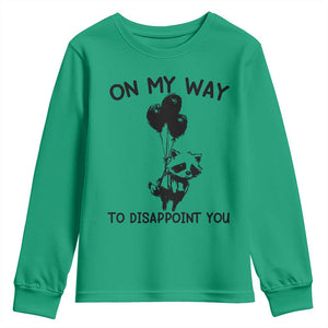 Funny Raccoon 90s Trash Panda Youth Sweatshirt On My Way To Disappoint You Mental Health Meme TS02 Irish Green Print Your Wear