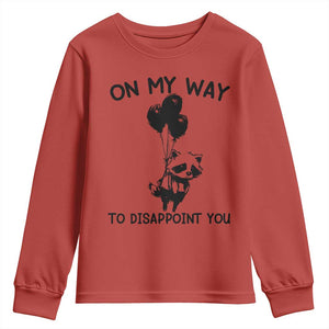 Funny Raccoon 90s Trash Panda Youth Sweatshirt On My Way To Disappoint You Mental Health Meme TS02 Red Print Your Wear