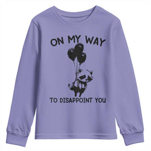 Funny Raccoon 90s Trash Panda Youth Sweatshirt On My Way To Disappoint You Mental Health Meme TS02 Violet Print Your Wear