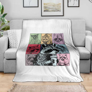 Raccoon Drinking Coffee Graphic Throw Blanket Funny Trash Panda Retro 90s Style TS02 Print Your Wear