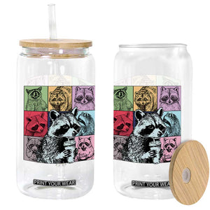 Raccoon Drinking Coffee Graphic Glass Can Funny Trash Panda Retro 90s Style TS02 Print Your Wear