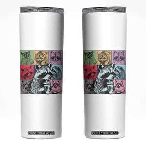 Raccoon Drinking Coffee Graphic Skinny Tumbler Funny Trash Panda Retro 90s Style TS02 White Print Your Wear