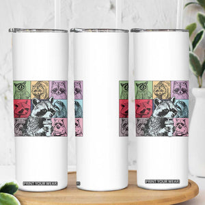 Raccoon Drinking Coffee Graphic Skinny Tumbler Funny Trash Panda Retro 90s Style TS02 Print Your Wear