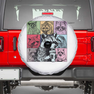 Raccoon Drinking Coffee Graphic Spare Tire Cover Funny Trash Panda Retro 90s Style TS02 White Print Your Wear
