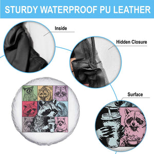 Raccoon Drinking Coffee Graphic Spare Tire Cover Funny Trash Panda Retro 90s Style TS02 Print Your Wear