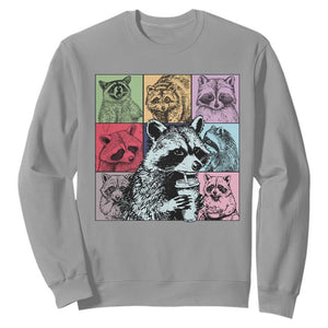 Raccoon Drinking Coffee Graphic Sweatshirt Funny Trash Panda Retro 90s Style TS02 Sport Gray Print Your Wear