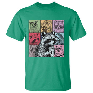 Raccoon Drinking Coffee Graphic T Shirt Funny Trash Panda Retro 90s Style TS02 Irish Green Print Your Wear