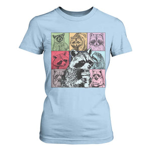Raccoon Drinking Coffee Graphic T Shirt For Women Funny Trash Panda Retro 90s Style TS02 Light Blue Print Your Wear