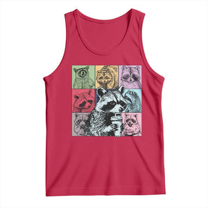 Raccoon Drinking Coffee Graphic Tank Top Funny Trash Panda Retro 90s Style TS02 Red Print Your Wear