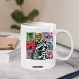Raccoon Drinking Coffee Graphic Coffee Mug Funny Trash Panda Retro 90s Style TS02 Print Your Wear