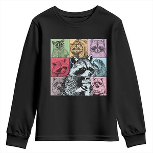 Raccoon Drinking Coffee Graphic Youth Sweatshirt Funny Trash Panda Retro 90s Style TS02 Black Print Your Wear