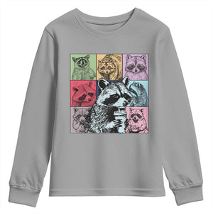 Raccoon Drinking Coffee Graphic Youth Sweatshirt Funny Trash Panda Retro 90s Style TS02 Sport Gray Print Your Wear