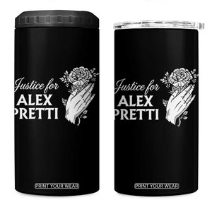 Justice for Alex Pretti Floral Memorial 4 in 1 Can Cooler Tumbler Minneapolis Jan 24 2026 Tribute TS02 One Size: 16 oz Black Print Your Wear