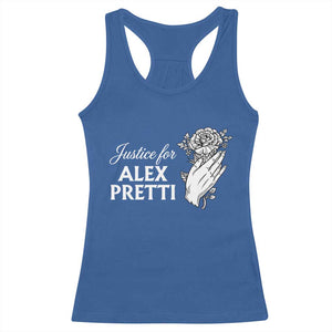Justice for Alex Pretti Floral Memorial Racerback Tank Top Minneapolis Jan 24 2026 Tribute TS02 Royal Blue Print Your Wear