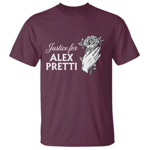 Justice for Alex Pretti Floral Memorial T Shirt Minneapolis Jan 24 2026 Tribute TS02 Maroon Print Your Wear