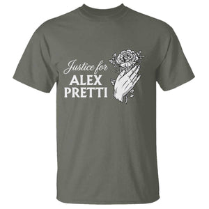 Justice for Alex Pretti Floral Memorial T Shirt Minneapolis Jan 24 2026 Tribute TS02 Military Green Print Your Wear