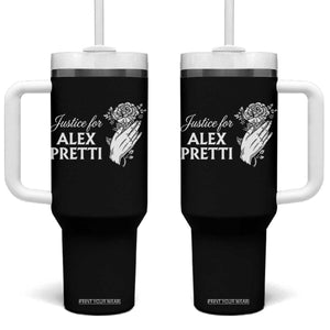 Justice for Alex Pretti Floral Memorial Tumbler With Handle Minneapolis Jan 24 2026 Tribute TS02 One Size: 40 oz Black Print Your Wear