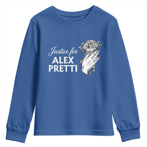 Justice for Alex Pretti Floral Memorial Youth Sweatshirt Minneapolis Jan 24 2026 Tribute TS02 Royal Blue Print Your Wear