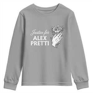 Justice for Alex Pretti Floral Memorial Youth Sweatshirt Minneapolis Jan 24 2026 Tribute TS02 Sport Gray Print Your Wear