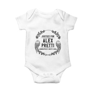 Justice for Alex Pretti Baby Onesie Minneapolis January 24 2026 Tribute Memorial Wreath TS02 White Print Your Wear