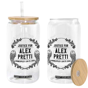 Justice for Alex Pretti Glass Can Minneapolis January 24 2026 Tribute Memorial Wreath TS02 Print Your Wear