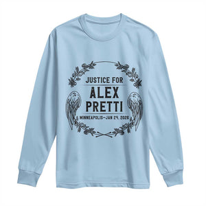 Justice for Alex Pretti Long Sleeve Shirt Minneapolis January 24 2026 Tribute Memorial Wreath TS02 Light Blue Print Your Wear