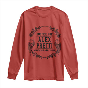 Justice for Alex Pretti Long Sleeve Shirt Minneapolis January 24 2026 Tribute Memorial Wreath TS02 Red Print Your Wear