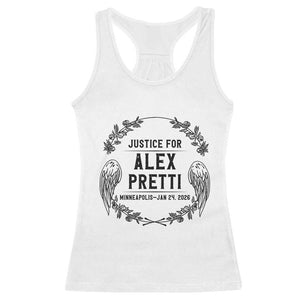 Justice for Alex Pretti Racerback Tank Top Minneapolis January 24 2026 Tribute Memorial Wreath TS02 White Print Your Wear