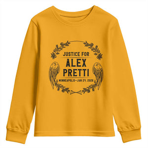 Justice for Alex Pretti Youth Sweatshirt Minneapolis January 24 2026 Tribute Memorial Wreath TS02 Gold Print Your Wear