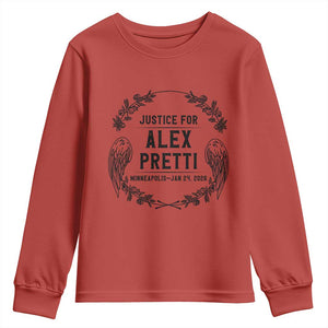 Justice for Alex Pretti Youth Sweatshirt Minneapolis January 24 2026 Tribute Memorial Wreath TS02 Red Print Your Wear
