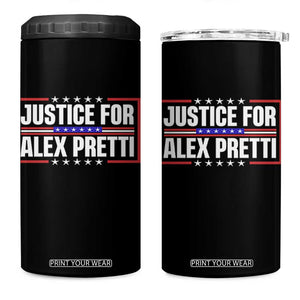 Justice for Alex Pretti Patriotic 4 in 1 Can Cooler Tumbler Minneapolis Jan 24 2026 Memorial Red White and Blue TS02 One Size: 16 oz Black Print Your Wear
