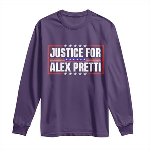 Justice for Alex Pretti Patriotic Long Sleeve Shirt Minneapolis Jan 24 2026 Memorial Red White and Blue TS02 Purple Print Your Wear