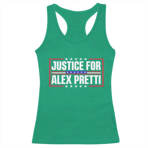 Justice for Alex Pretti Patriotic Racerback Tank Top Minneapolis Jan 24 2026 Memorial Red White and Blue TS02 Irish Green Print Your Wear