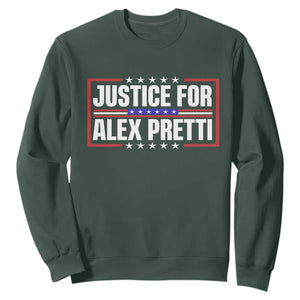 Justice for Alex Pretti Patriotic Sweatshirt Minneapolis Jan 24 2026 Memorial Red White and Blue TS02 Dark Forest Green Print Your Wear