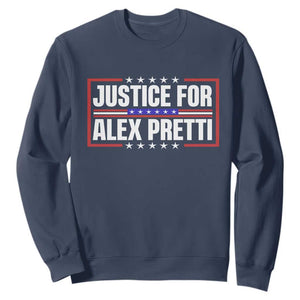 Justice for Alex Pretti Patriotic Sweatshirt Minneapolis Jan 24 2026 Memorial Red White and Blue TS02 Navy Print Your Wear