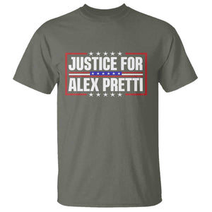 Justice for Alex Pretti Patriotic T Shirt Minneapolis Jan 24 2026 Memorial Red White and Blue TS02 Military Green Print Your Wear