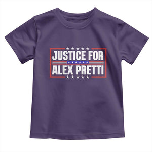 Justice for Alex Pretti Patriotic Toddler T Shirt Minneapolis Jan 24 2026 Memorial Red White and Blue TS02 Purple Print Your Wear