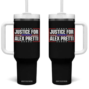 Justice for Alex Pretti Patriotic Tumbler With Handle Minneapolis Jan 24 2026 Memorial Red White and Blue TS02 One Size: 40 oz Black Print Your Wear