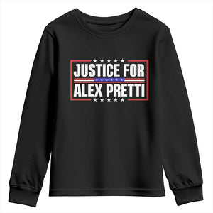 Justice for Alex Pretti Patriotic Youth Sweatshirt Minneapolis Jan 24 2026 Memorial Red White and Blue TS02 Black Print Your Wear
