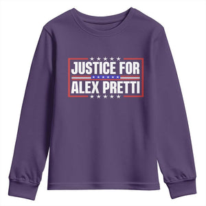 Justice for Alex Pretti Patriotic Youth Sweatshirt Minneapolis Jan 24 2026 Memorial Red White and Blue TS02 Purple Print Your Wear