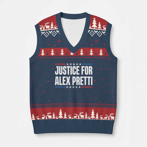 Justice for Alex Pretti Patriotic V-Neck Knit Sweater Vest Minneapolis Jan 24 2026 Memorial Tribute TS02 Navy Red Print Your Wear