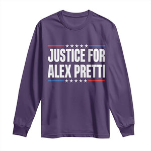Justice for Alex Pretti Patriotic Long Sleeve Shirt Minneapolis Jan 24 2026 Memorial Tribute TS02 Purple Print Your Wear