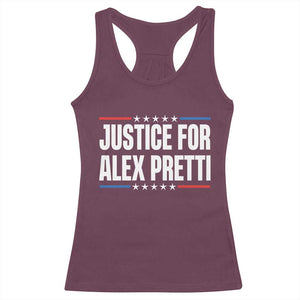 Justice for Alex Pretti Patriotic Racerback Tank Top Minneapolis Jan 24 2026 Memorial Tribute TS02 Maroon Print Your Wear