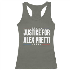 Justice for Alex Pretti Patriotic Racerback Tank Top Minneapolis Jan 24 2026 Memorial Tribute TS02 Military Green Print Your Wear