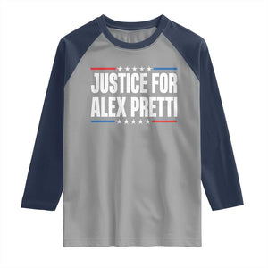 Justice for Alex Pretti Patriotic Raglan Shirt Minneapolis Jan 24 2026 Memorial Tribute TS02 Sport Gray Navy Print Your Wear