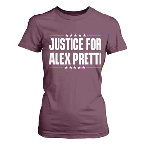 Justice for Alex Pretti Patriotic T Shirt For Women Minneapolis Jan 24 2026 Memorial Tribute TS02 Maroon Print Your Wear
