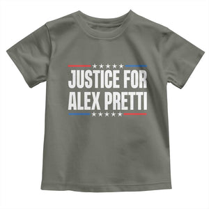 Justice for Alex Pretti Patriotic Toddler T Shirt Minneapolis Jan 24 2026 Memorial Tribute TS02 Military Green Print Your Wear