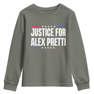 Justice for Alex Pretti Patriotic Youth Sweatshirt Minneapolis Jan 24 2026 Memorial Tribute TS02 Military Green Print Your Wear
