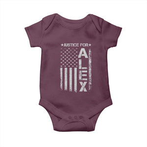 Justice for Alex Pretti American Flag Baby Onesie Minneapolis Jan 24 2026 Memorial Tribute TS02 Maroon Print Your Wear
